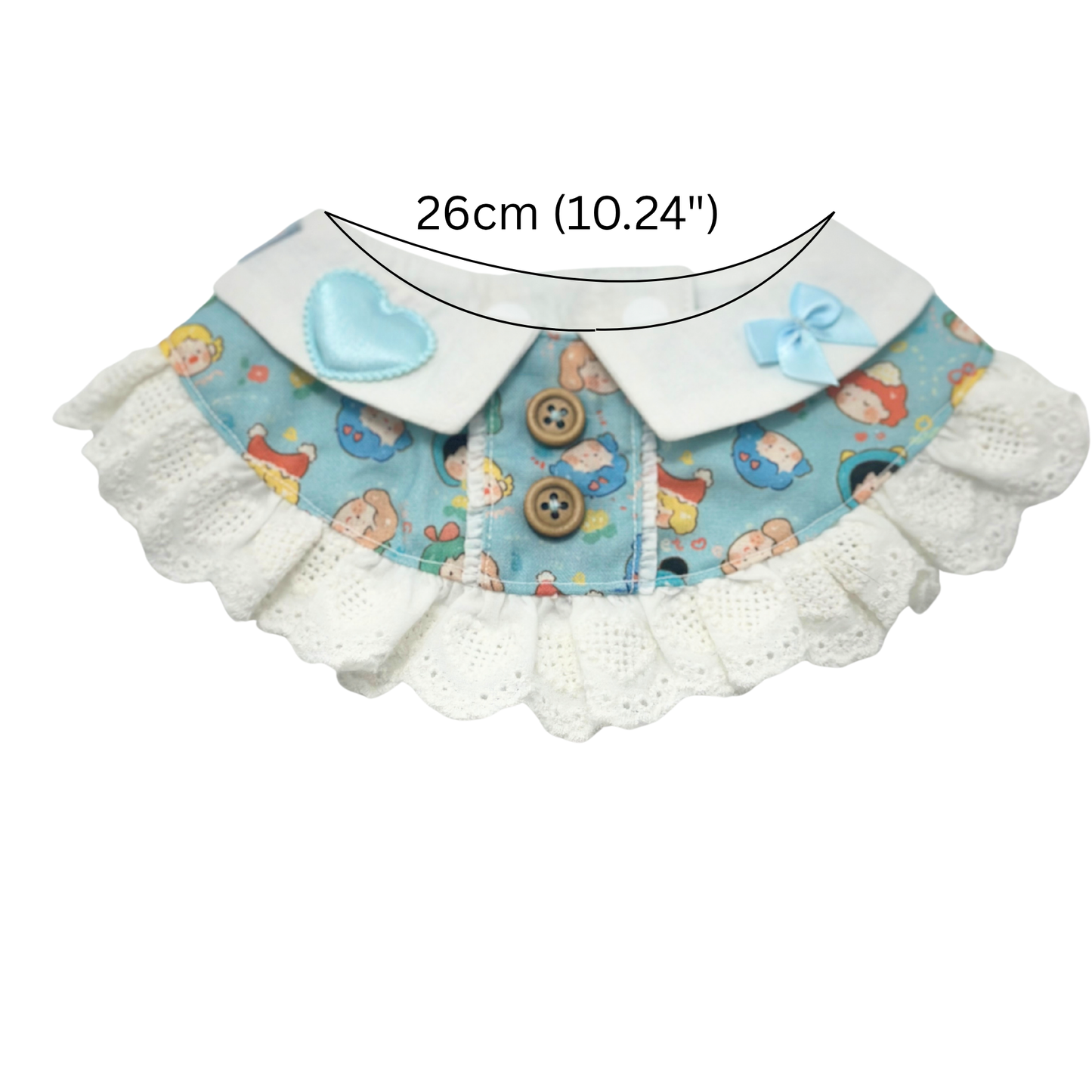 Customizable Cute Lace Pet Collar β Handmade Pet Ruffle Bib with Cartoon Print | Detachable Soft Cat Accessory for Photos & Outfits