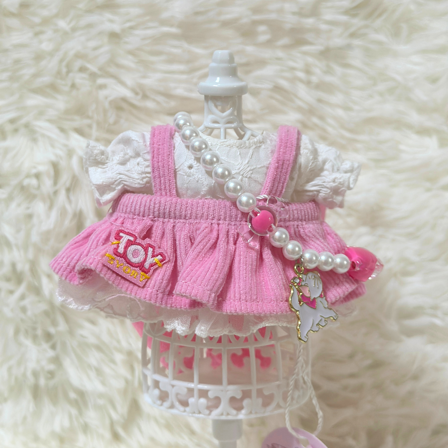 Kawaii Pink Labubu Outfit Set – 5PC Labubu Costume with Lace, Bows & Accessories
