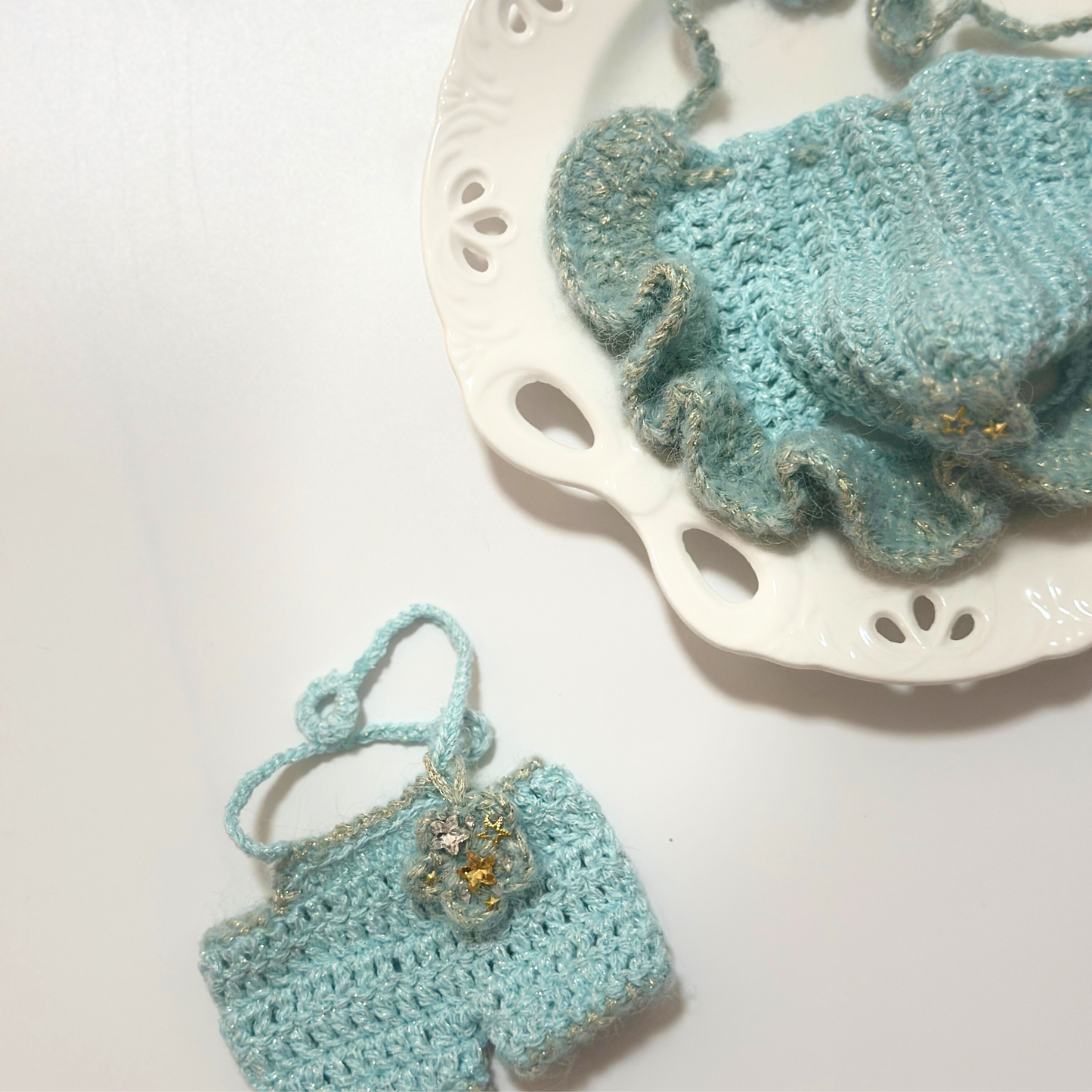 Cozy Knitted Suspender Set β Handmade for Labubu Dolls