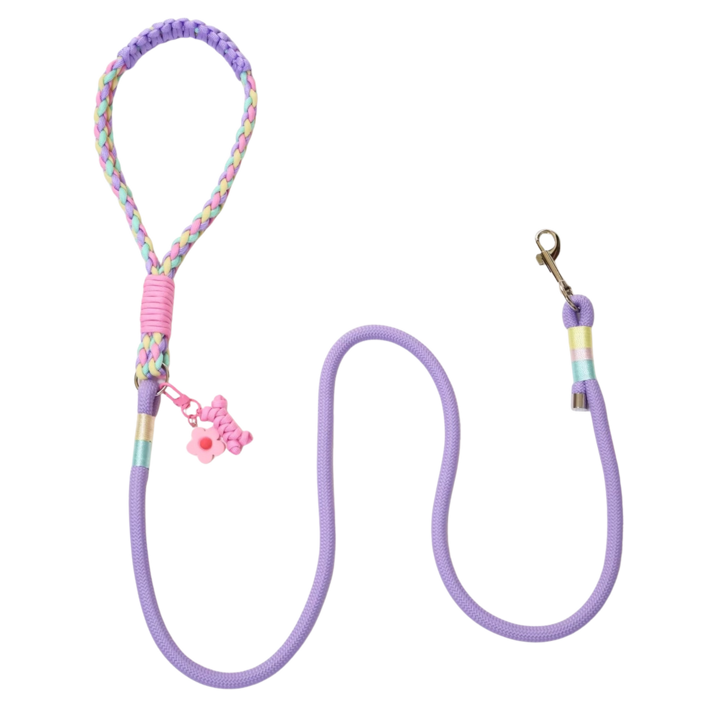 Handmade Dopamine-Style Dog Leash – Colorful Braided Rope Leash with Original Design