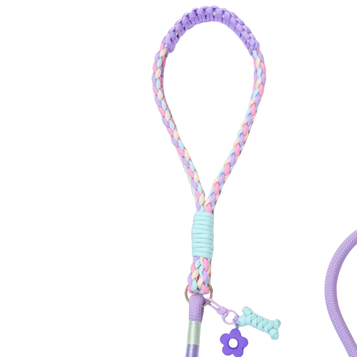 Handmade Dopamine-Style Dog Leash – Colorful Braided Rope Leash with Original Design