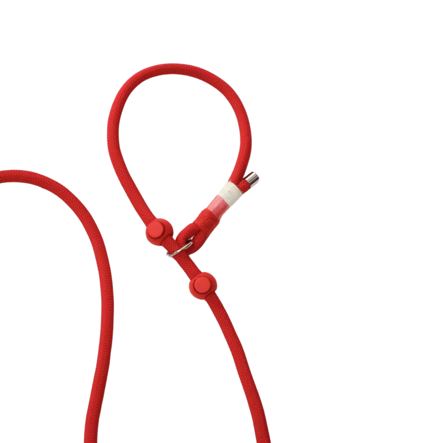 Red Bow P-Style Dog Leash – Custom Rope Leash with Name Tag for Small & Medium Dogs
