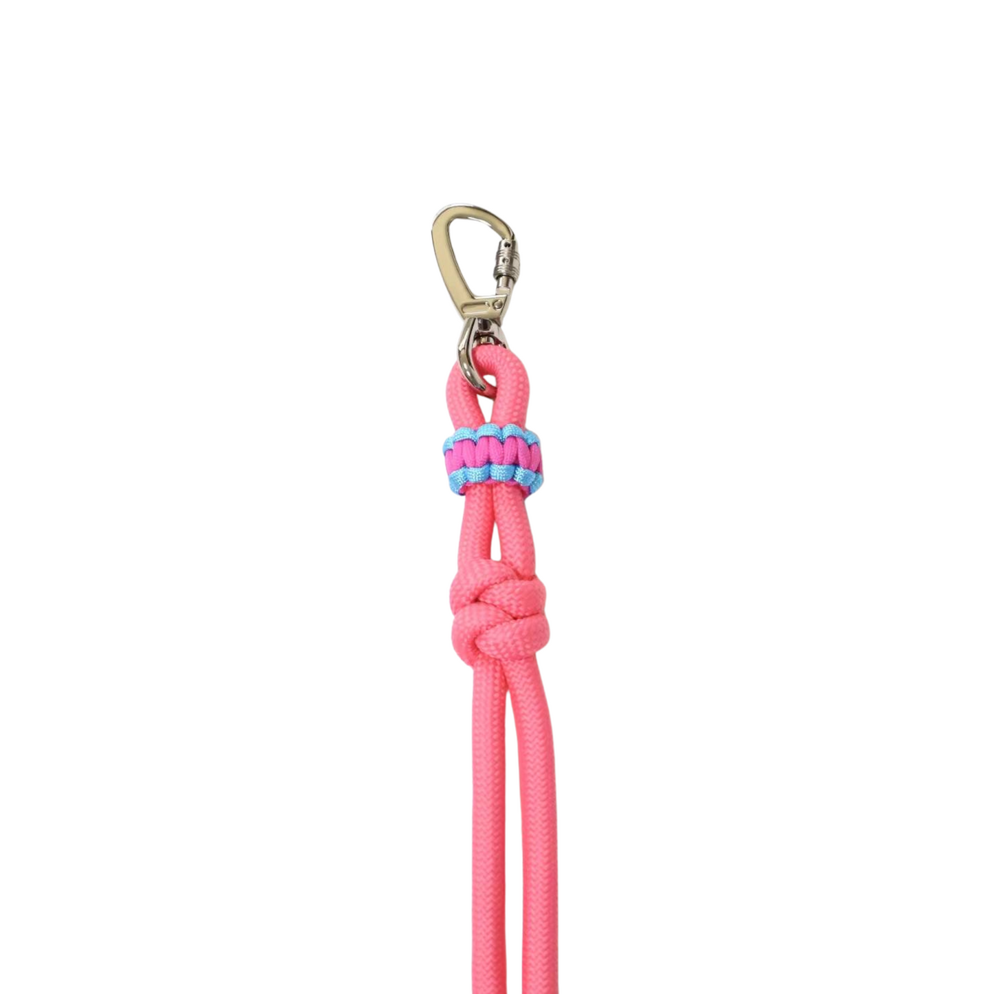 Pink Short Dog Leash – Handmade Rope Lead with Custom Name Tag