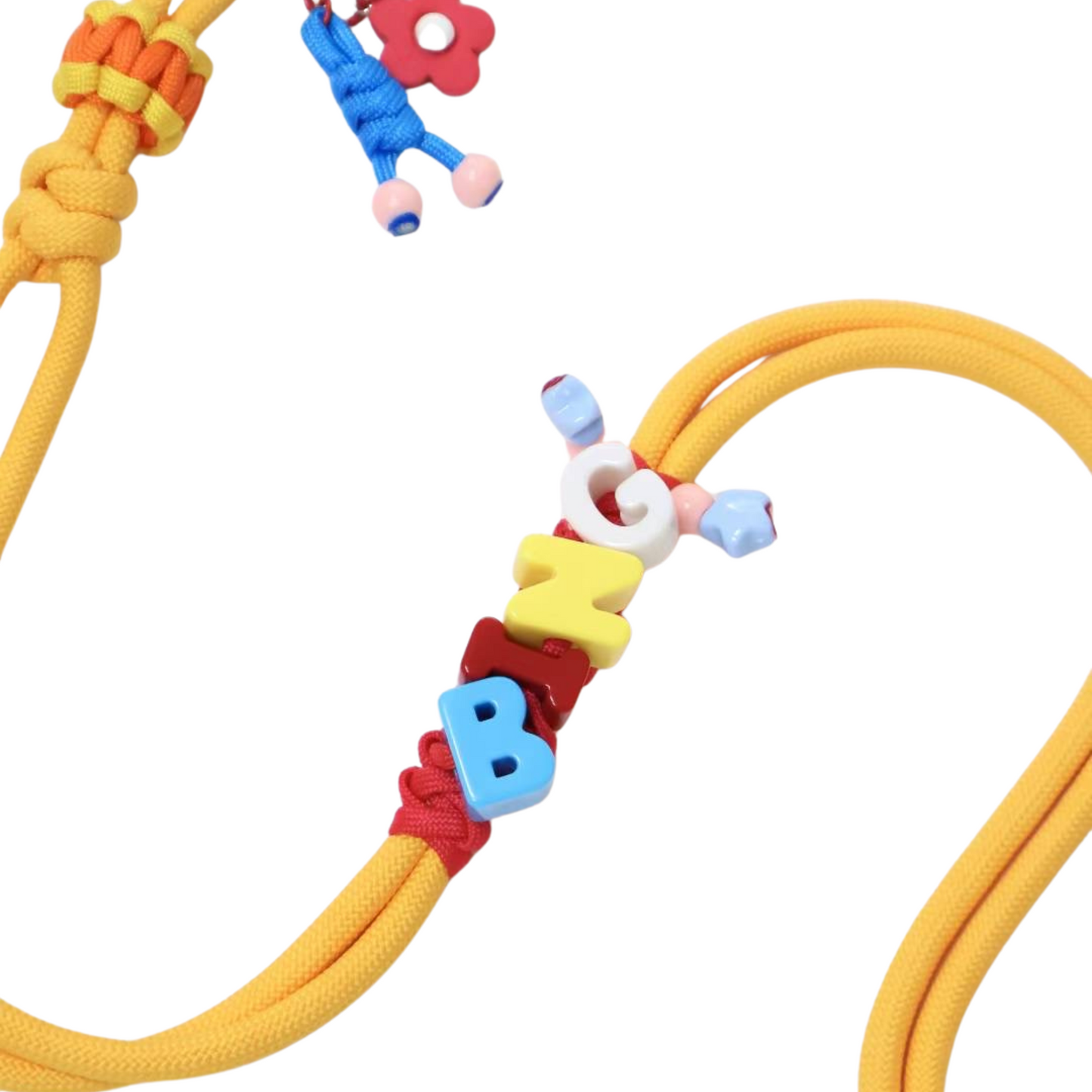 Colorful Rope Dog Leash with Custom Letter Beads – Handmade Multicolor Pet Lead