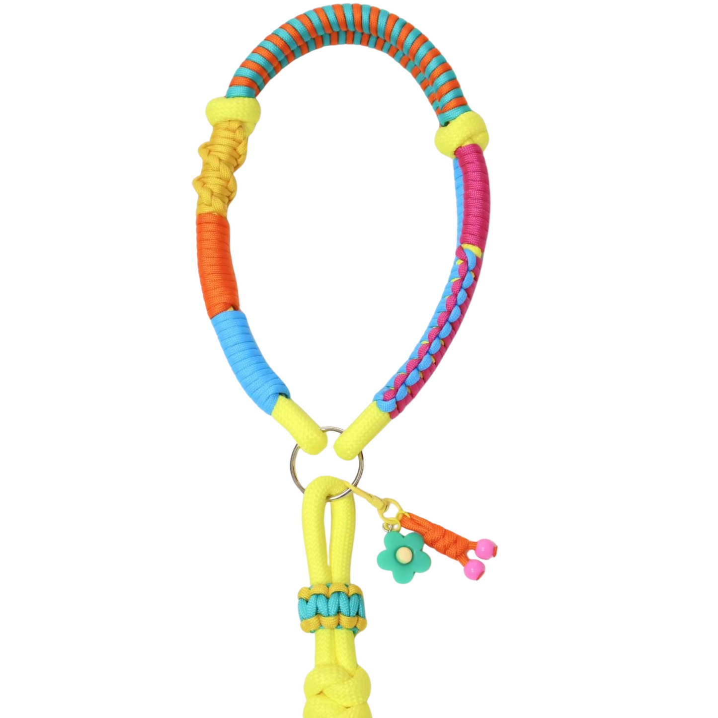 Handmade Colorful Dog Leash – Dopamine Style Rope Pet Lead with Flower Charm