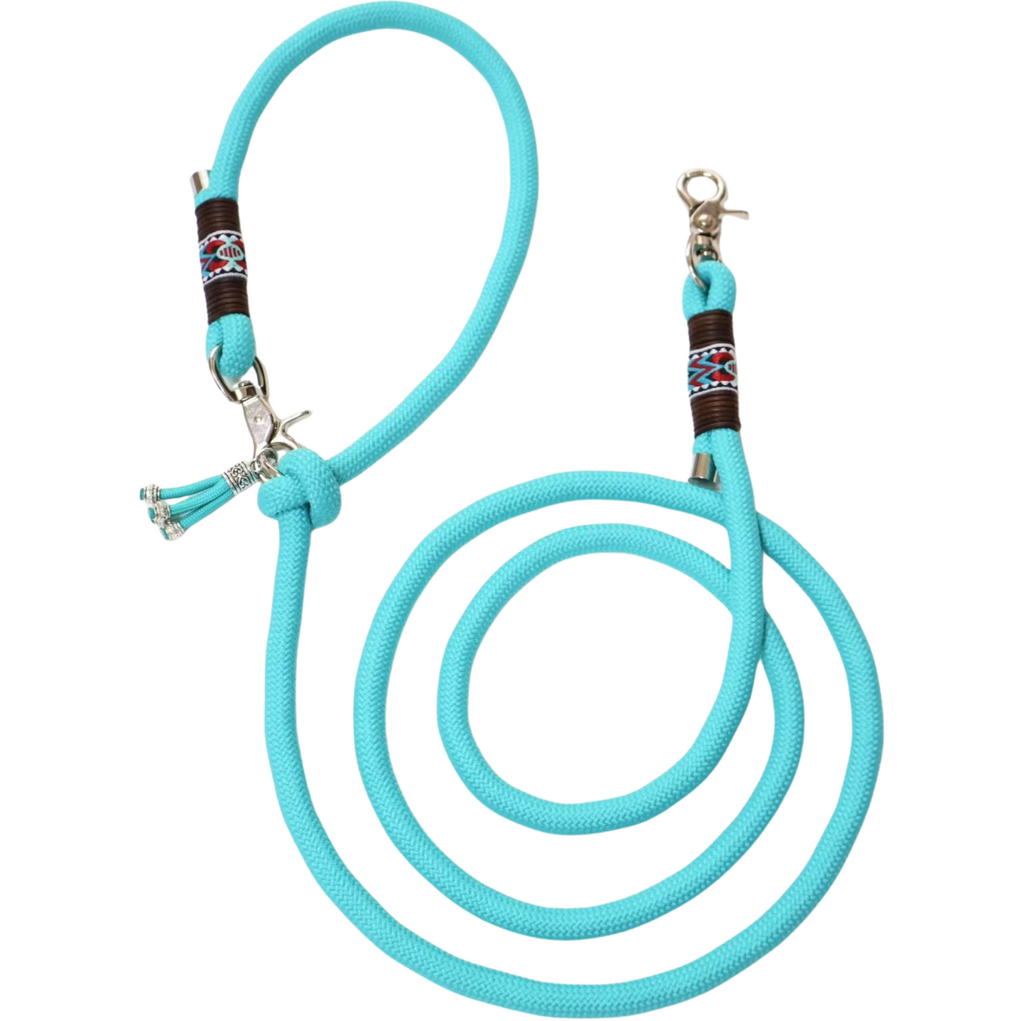 Adjustable Hands-Free Dog Leash β Custom Color Rope Leash with Shoulder Strap & Boho Details