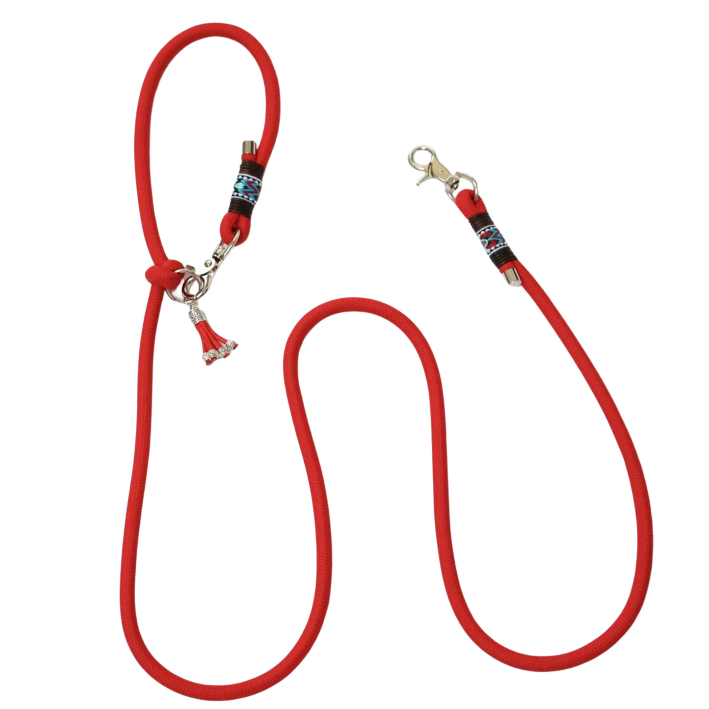 Adjustable Hands-Free Dog Leash β Custom Color Rope Leash with Shoulder Strap & Boho Details