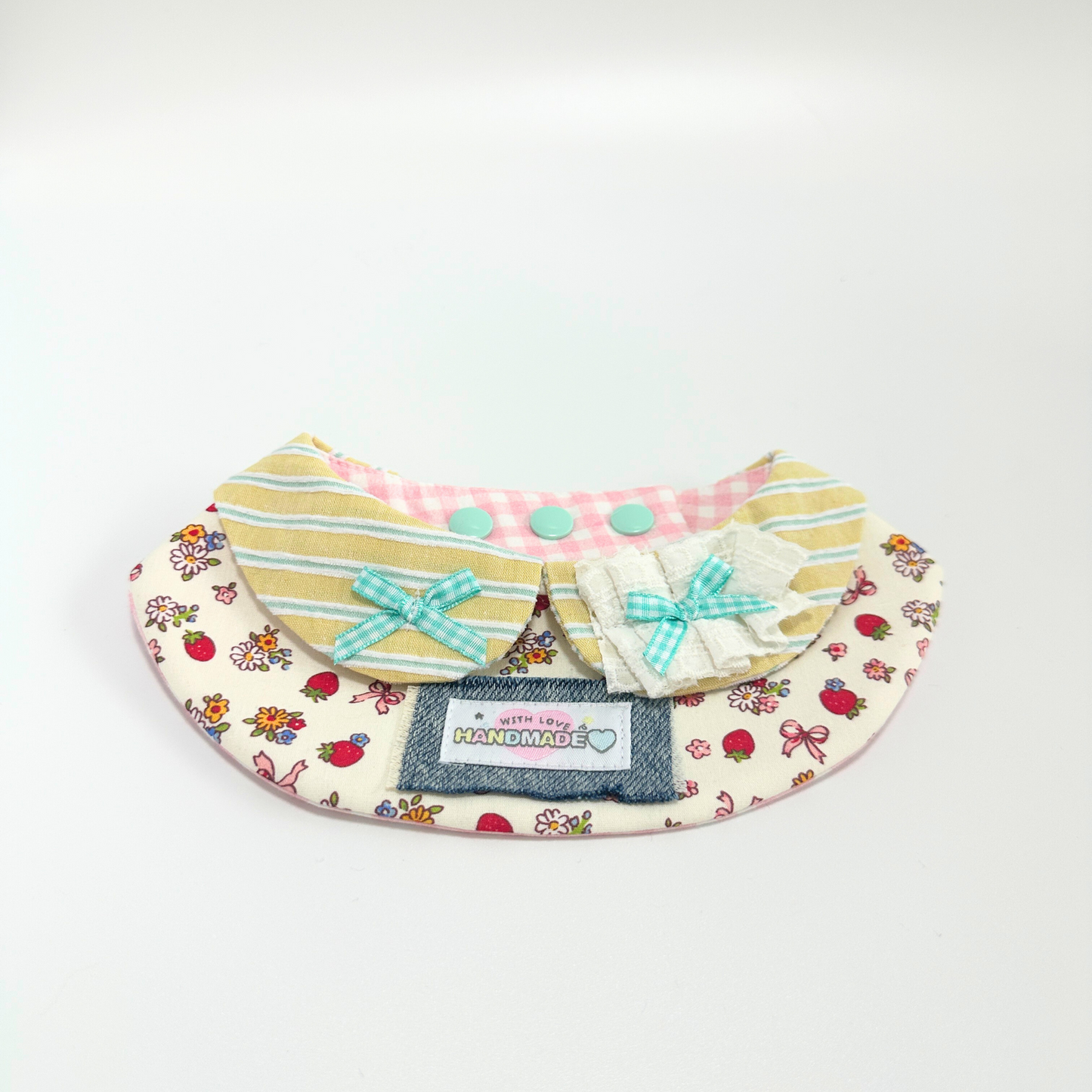 Handmade Floral Dog Bandana Bib with Collar – Cute Adjustable Pet Drool Scarf