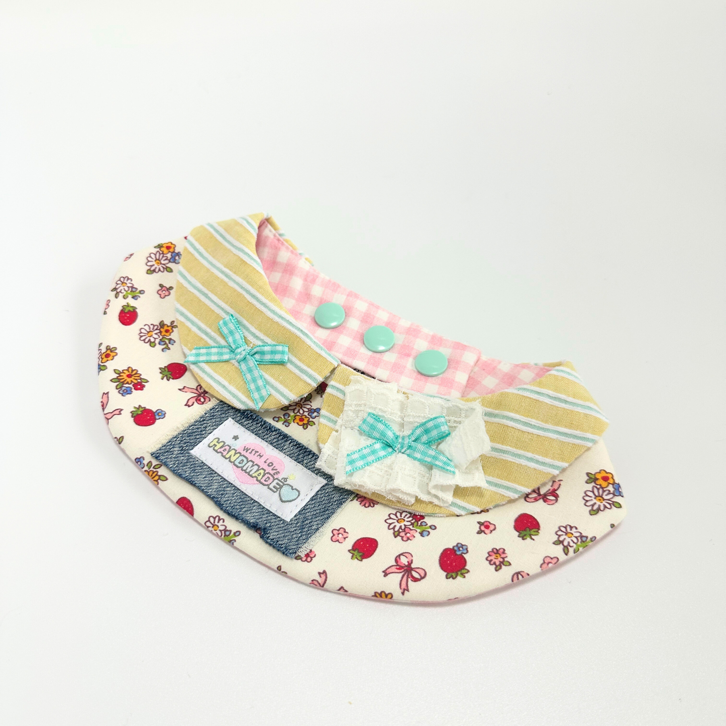 Handmade Floral Dog Bandana Bib with Collar – Cute Adjustable Pet Drool Scarf