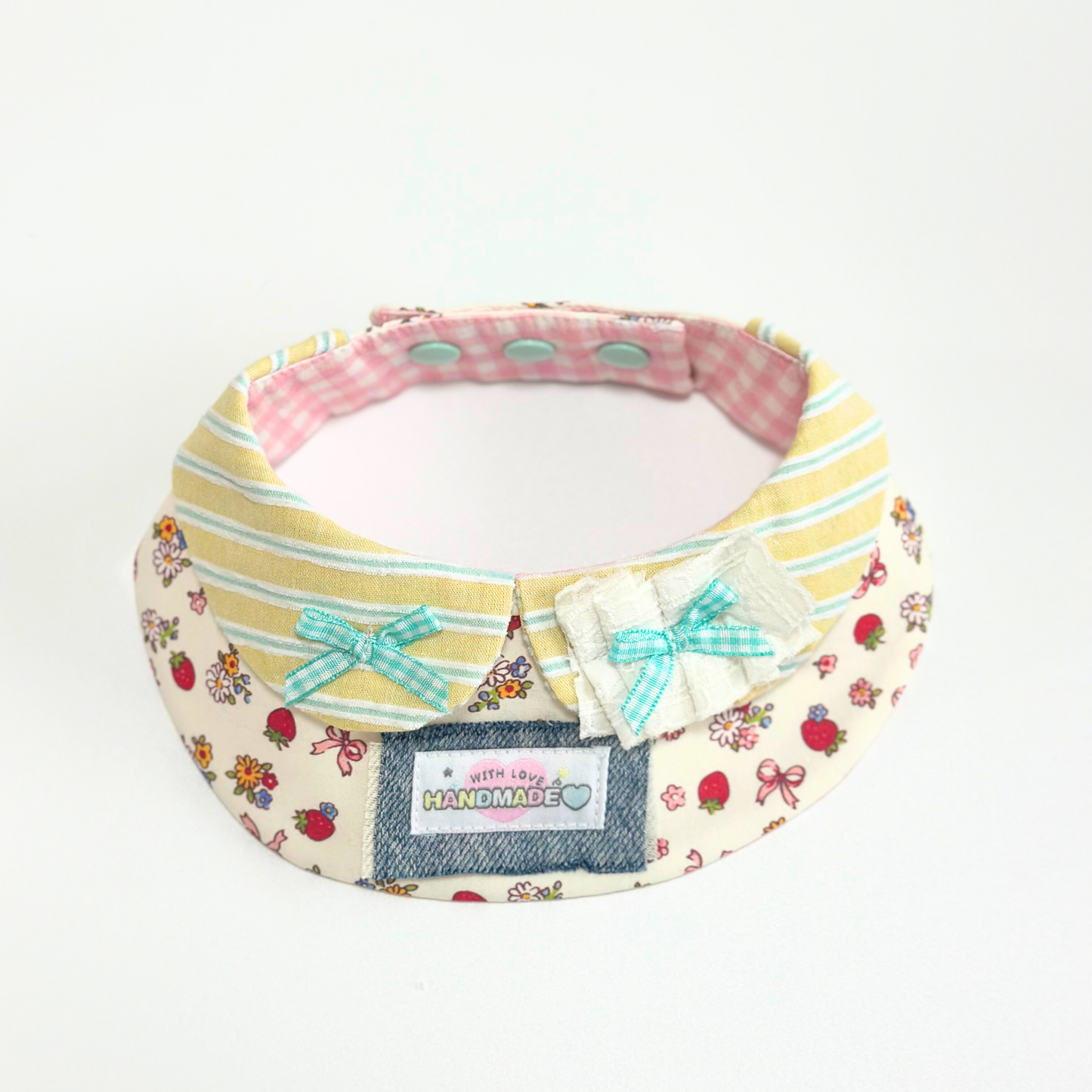 Handmade Floral Dog Bandana Bib with Collar – Cute Adjustable Pet Drool Scarf