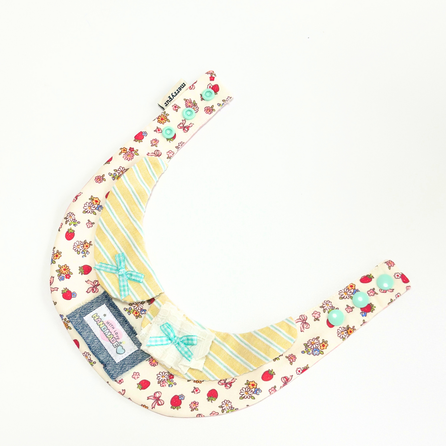 Handmade Floral Dog Bandana Bib with Collar – Cute Adjustable Pet Drool Scarf