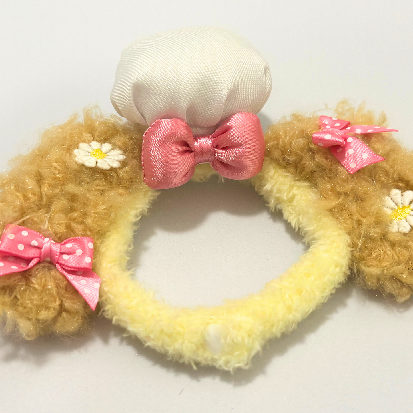 Handmade Yellow Labubu Dress Set with Bunny Headband – Cute Outfit for 15-17cm Labubus