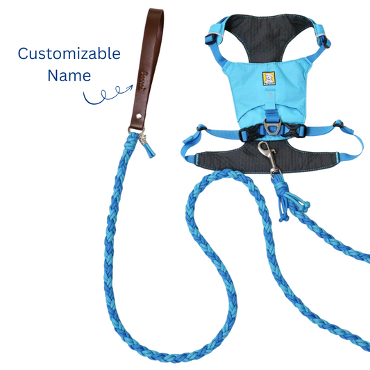 Handwoven Dog Leash with Leather Handle – Customizable Rope Leash for Pets