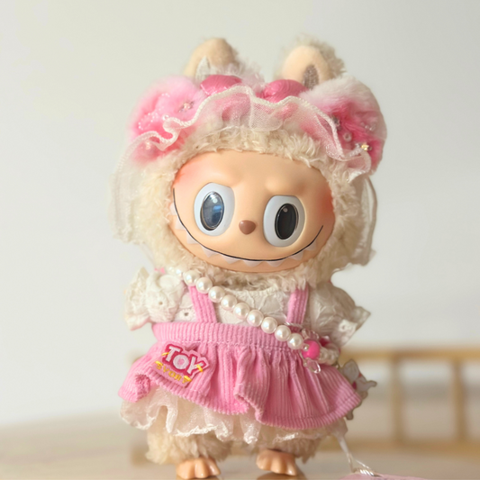 Kawaii Pink Labubu Outfit Set – 5PC Labubu  Costume with Lace, Bows & Accessories