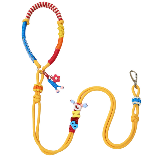 Colorful Rope Dog Leash with Custom Letter Beads – Handmade Multicolor Pet Lead