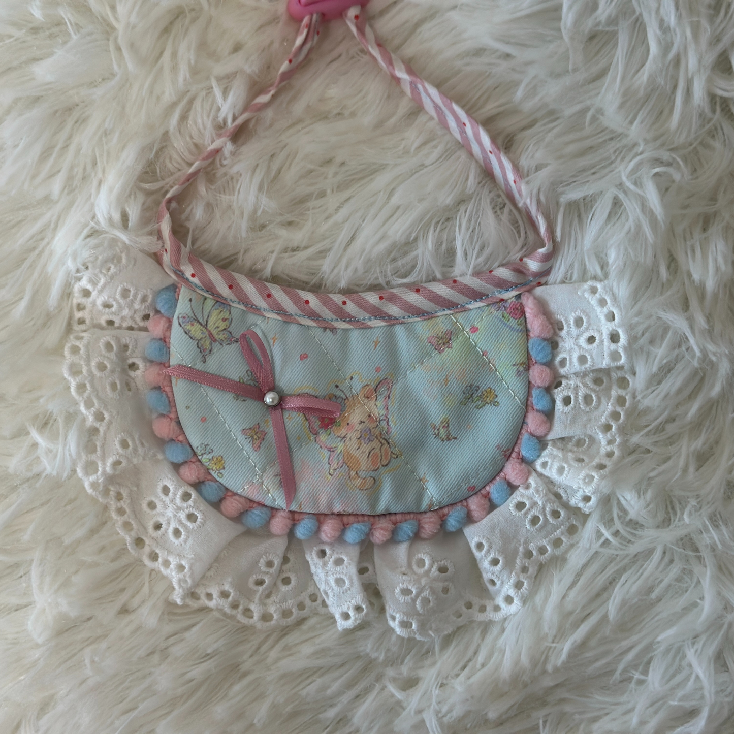 Handmade Adjustable Double-Side Lace Pet Bib – Cute Ruffle Collar for Cats or Small Dogs | Handmade Pet Bandana | Frilly Neck Accessory