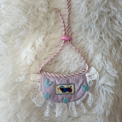 Handmade Adjustable Double-Side Lace Pet Bib – Cute Ruffle Collar for Cats or Small Dogs | Handmade Pet Bandana | Frilly Neck Accessory