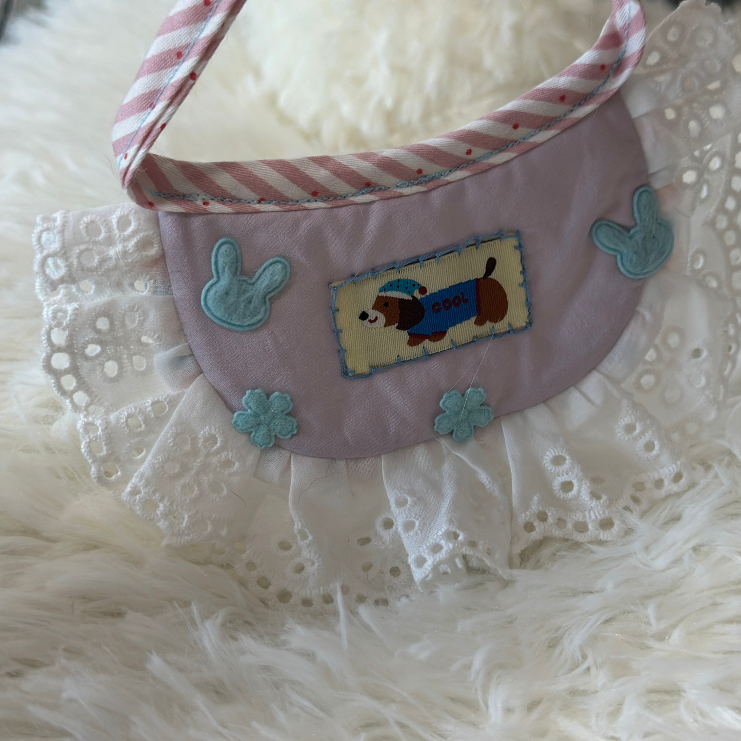 Handmade Adjustable Double-Side Lace Pet Bib – Cute Ruffle Collar for Cats or Small Dogs | Handmade Pet Bandana | Frilly Neck Accessory