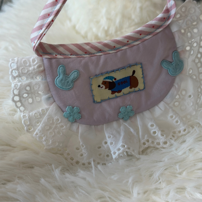 Handmade Adjustable Double-Side Lace Pet Bib – Cute Ruffle Collar for Cats or Small Dogs | Handmade Pet Bandana | Frilly Neck Accessory
