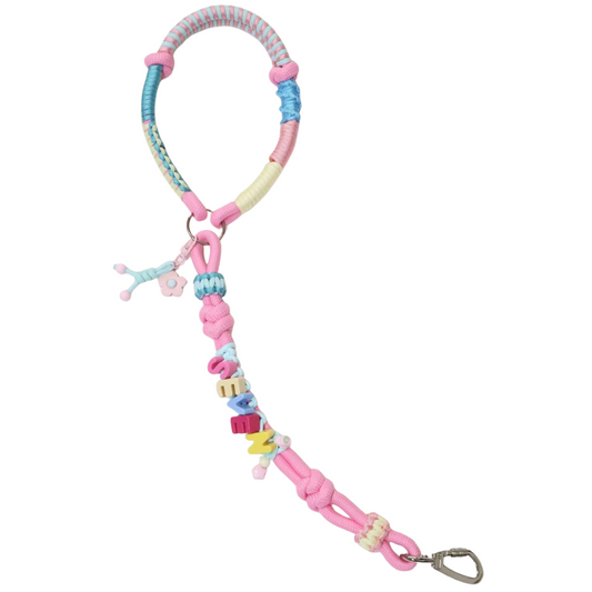 Pink Short Dog Leash – Handmade Rope Lead with Custom Name Tag