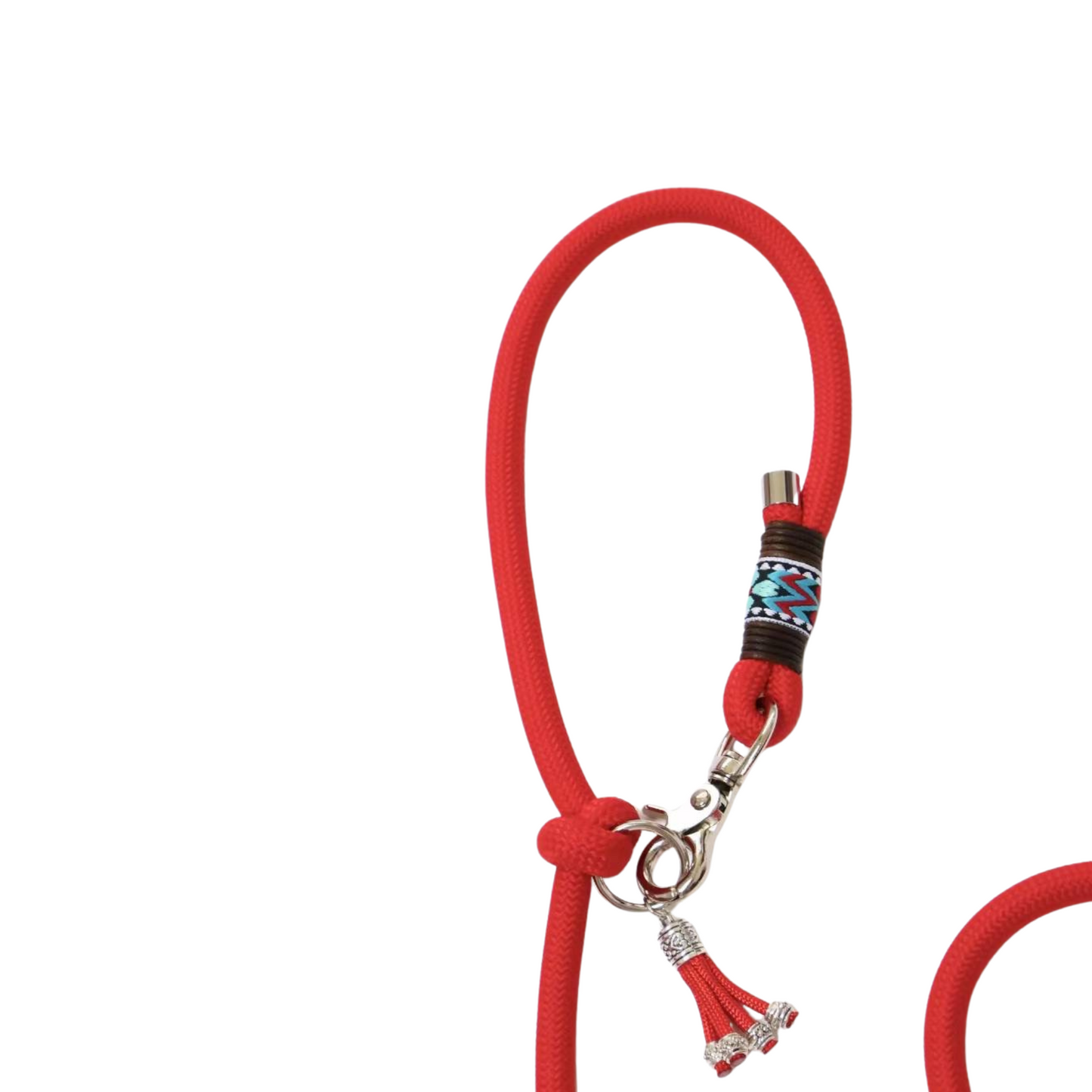 Adjustable Hands-Free Dog Leash – Custom Color Rope Leash with Shoulder Strap & Boho Details