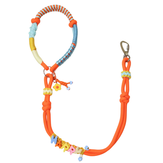 Custom Rope Dog Leash – Handmade Colorful Leash with Name Beads & Cha