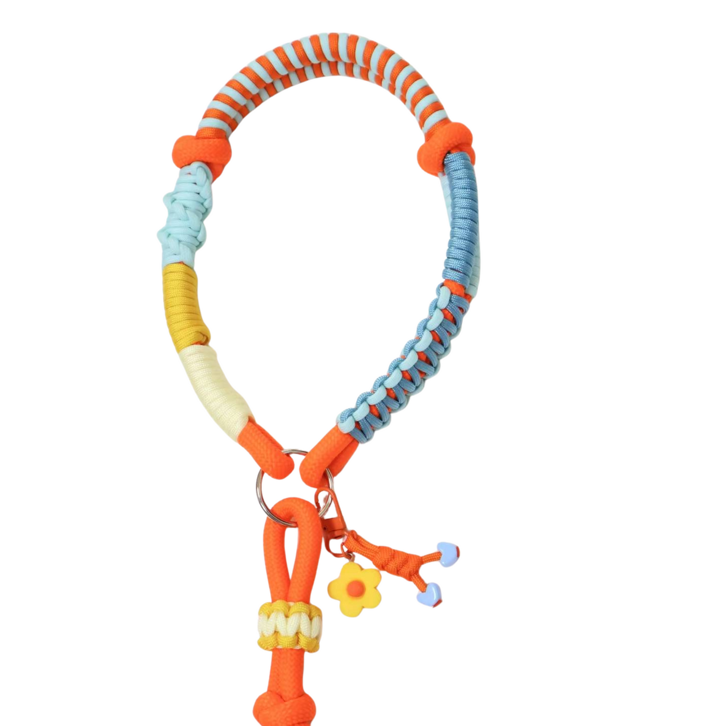 Custom Rope Dog Leash – Handmade Colorful Leash with Name Beads & Cha