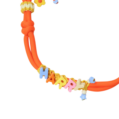 Custom Rope Dog Leash – Handmade Colorful Leash with Name Beads & Cha