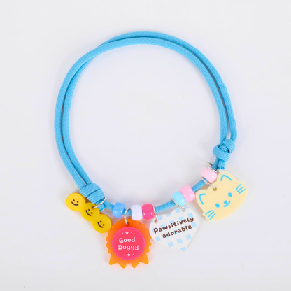 Personalized Handmade Pet Collar – Colorful Braided Charm Necklace for Dogs & Cats – Custom Birthday Gift